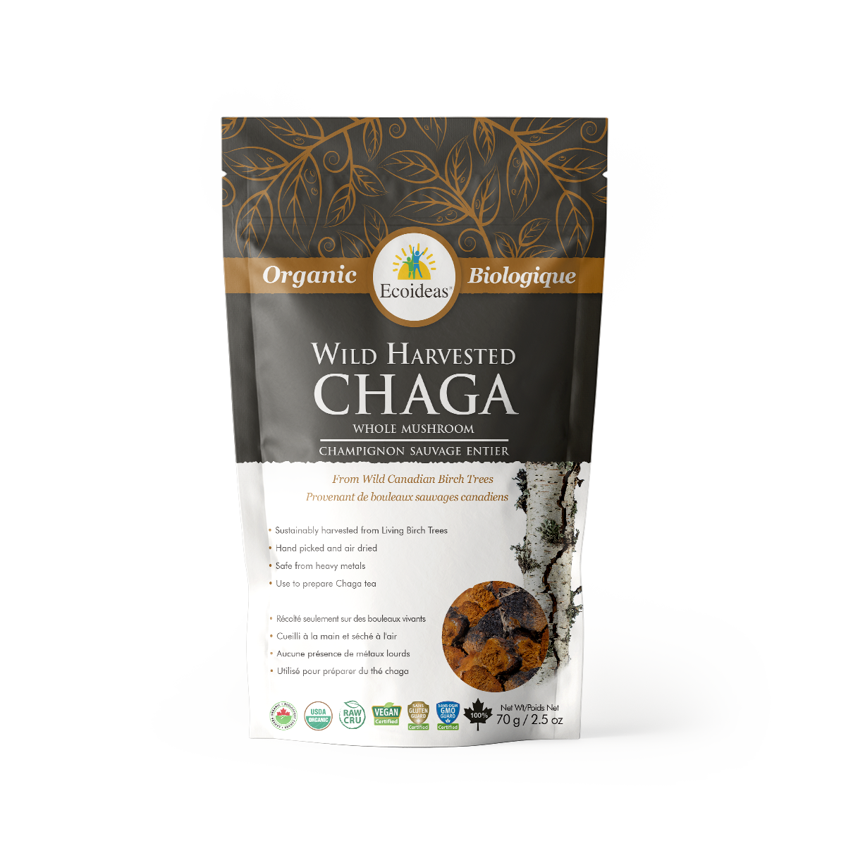Organic Chaga Whole Chunks  - (70g)