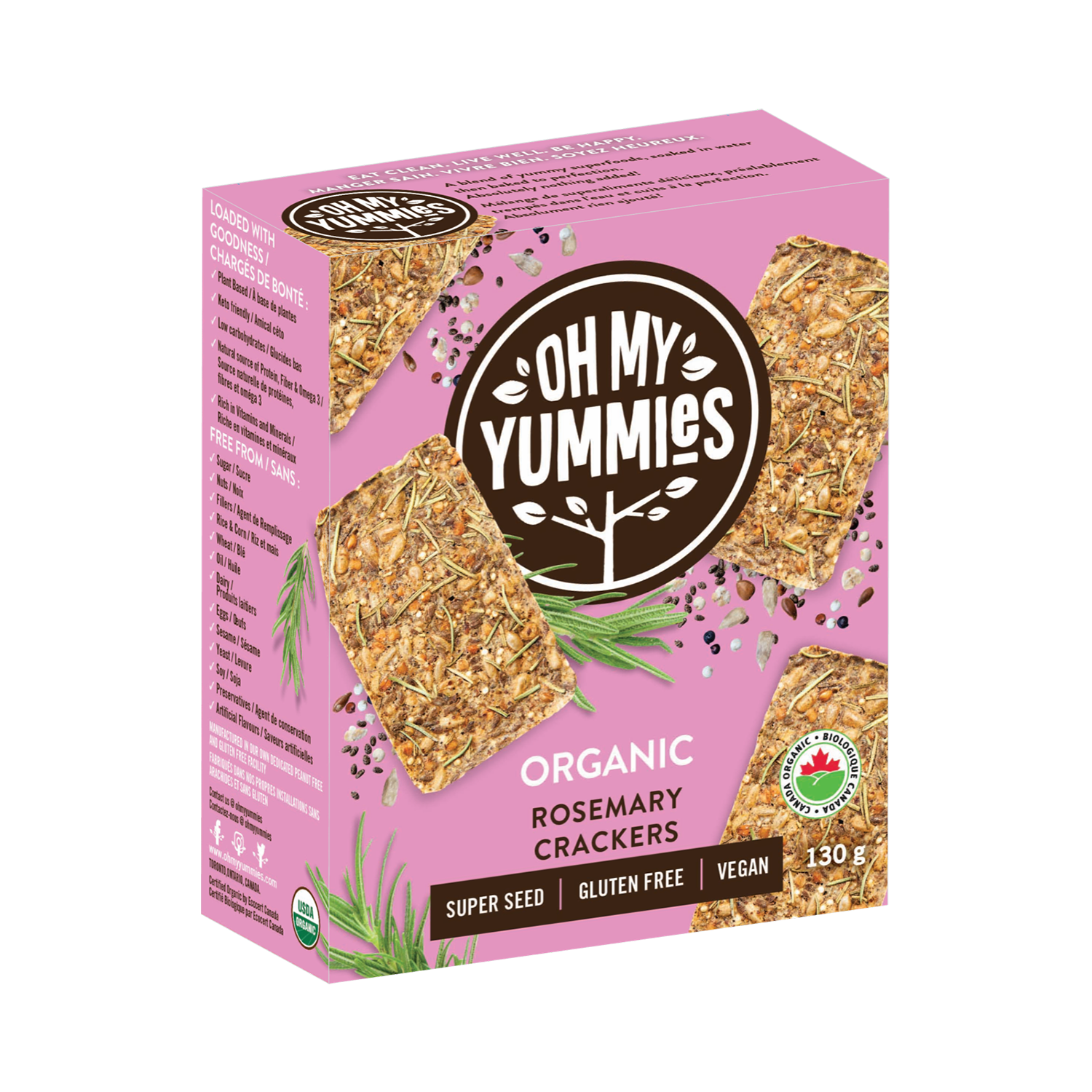 Oh My Yummies - Organic Rosemary Crackers - (130g)