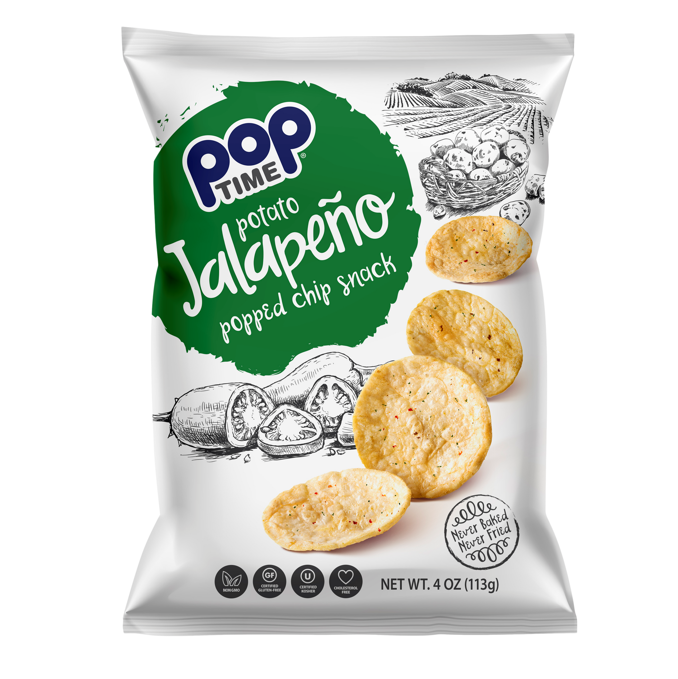 Pop Time - Jalapeno Salt Popped Chips  - (113g)